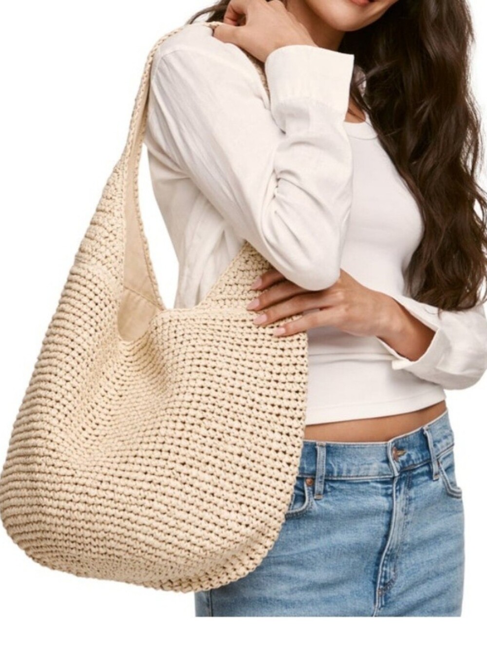 NWT Banana Republic Raffia Tote Bag Tan (Natural) - Picture 2 of 3